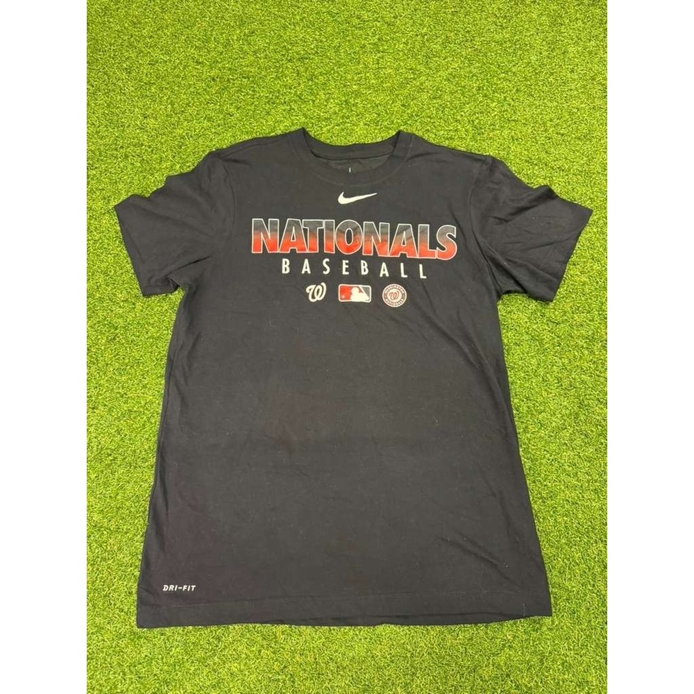 Nike Dri Fit MLB Washington Nationals Baseball‎ Shirt Mens Medium Black Sports
